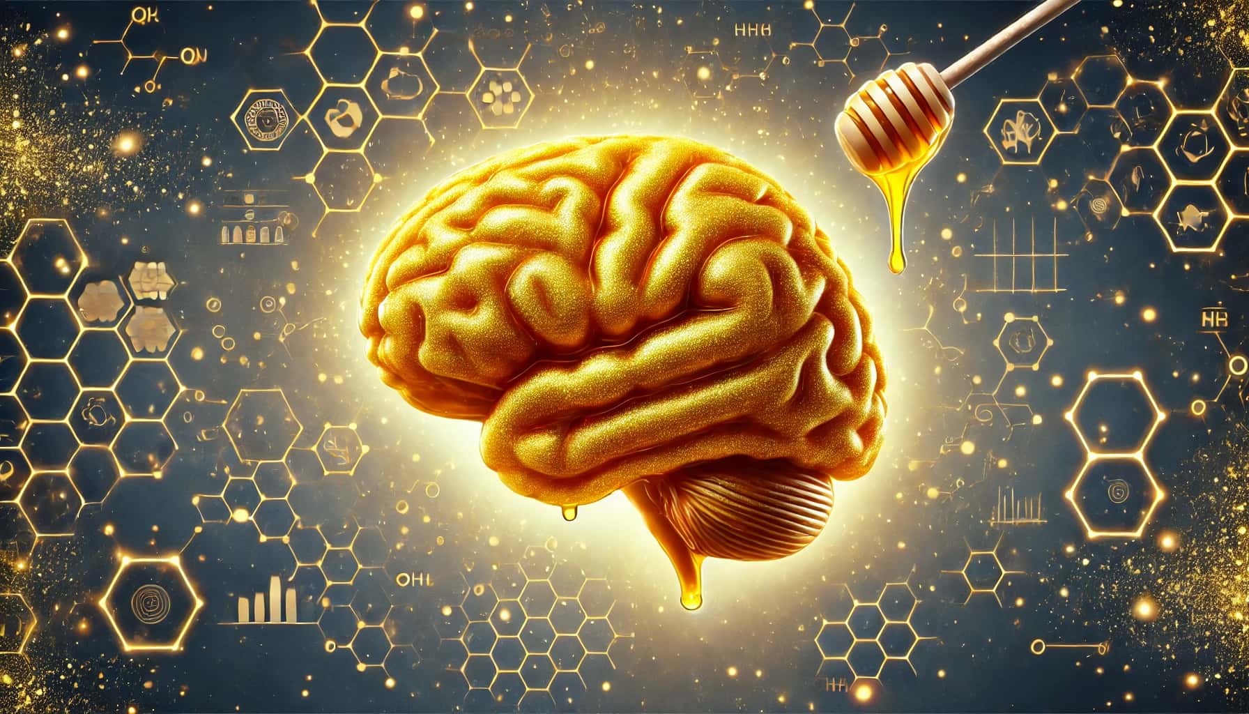 Cerebro dorado simbolizando la miel